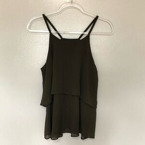 By & By Tank Top Tiered Olive Green Large